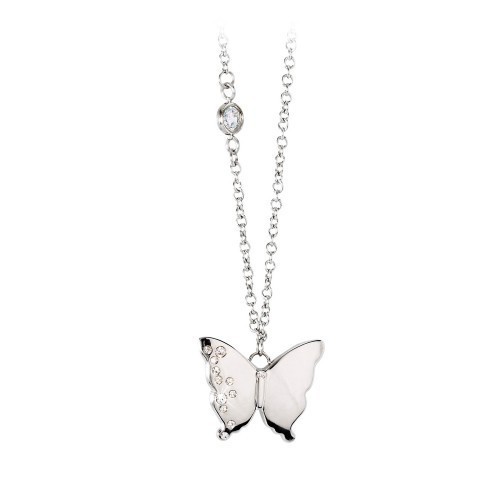 Collana donna in acciaio con pendente farfalla serie Diva